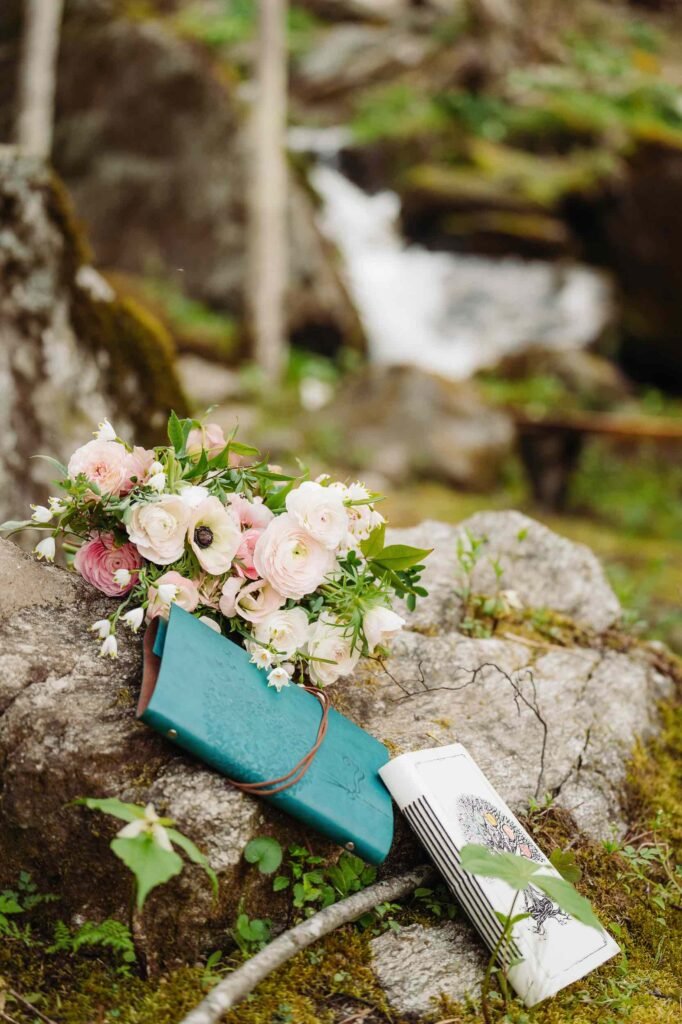 book and bouquet weddings over waterfalls