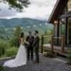 couple eloping at private airbnb cabin in north carolina mountains