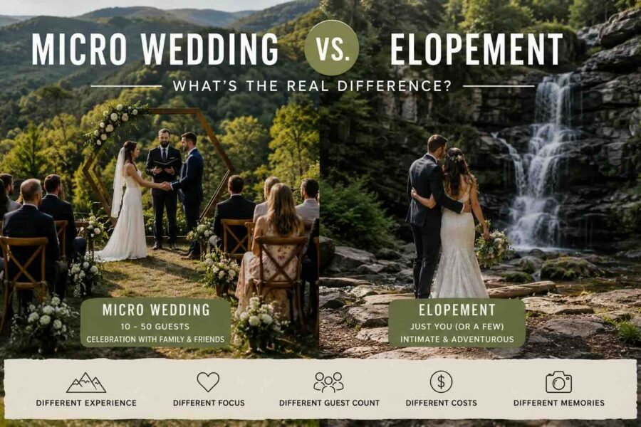 micro wedding vs elopement comparison photo