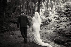 micro wedding ideas waking up mossy path