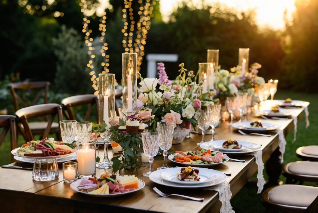 micro wedding catering long table